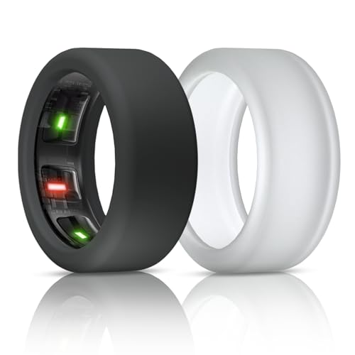 BandSmith Silicone Ring Protector, Elastic Case for Oura Ring Gen 4/3 Working Out - Patent Protected (Black+Transparent, S for 678910) - Image 1