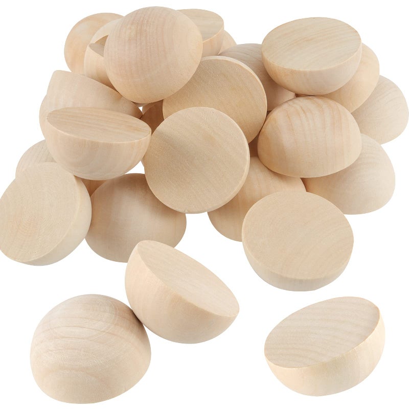 SEHOI 50 PCS 2 Inch Half Wooden Balls Unfinished Split Wood Balls Natural Half Wooden Balls for Crafts Ornaments DIY Projects