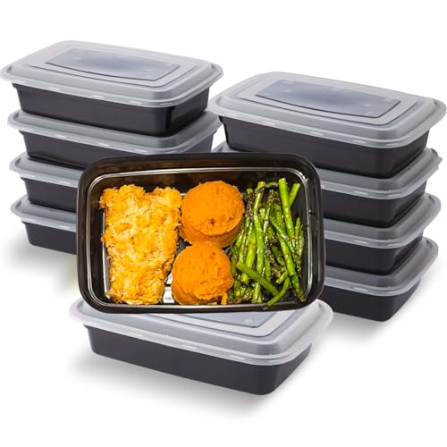 Evmliy 10Pack 28oz Meal Prep Containers Disposable Food Storage Containers with Lids, 1-Compartment Reusable Food Storage Plastic Stackable To Go Boxes Microwave, Freezer, Dishwasher Safe - Image 1