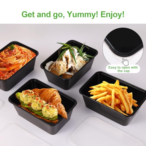 Evmliy 10Pack 28oz Meal Prep Containers Disposable Food Storage Containers with Lids, 1-Compartment Reusable Food Storage Plastic Stackable To Go Boxes Microwave, Freezer, Dishwasher Safe - Image 2