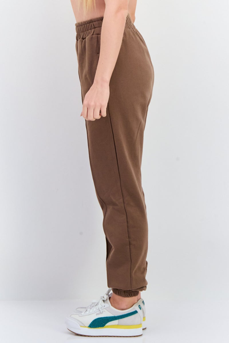 NIA Women Regular Fit Solid Pull On Jogger Pants, Brown - Image 2