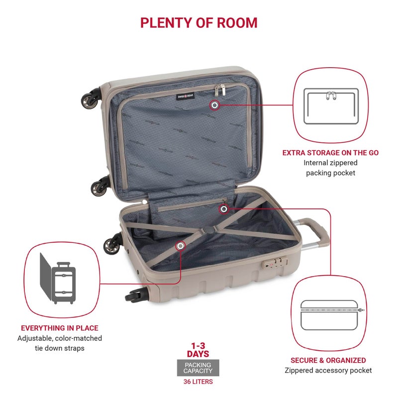 SwissGear 7366 Signature Hardside Expandable Luggage with Spinner Wheels, TSA Lock, Cup-Holder, Sand, Carry-On 19-Inch - Image 4