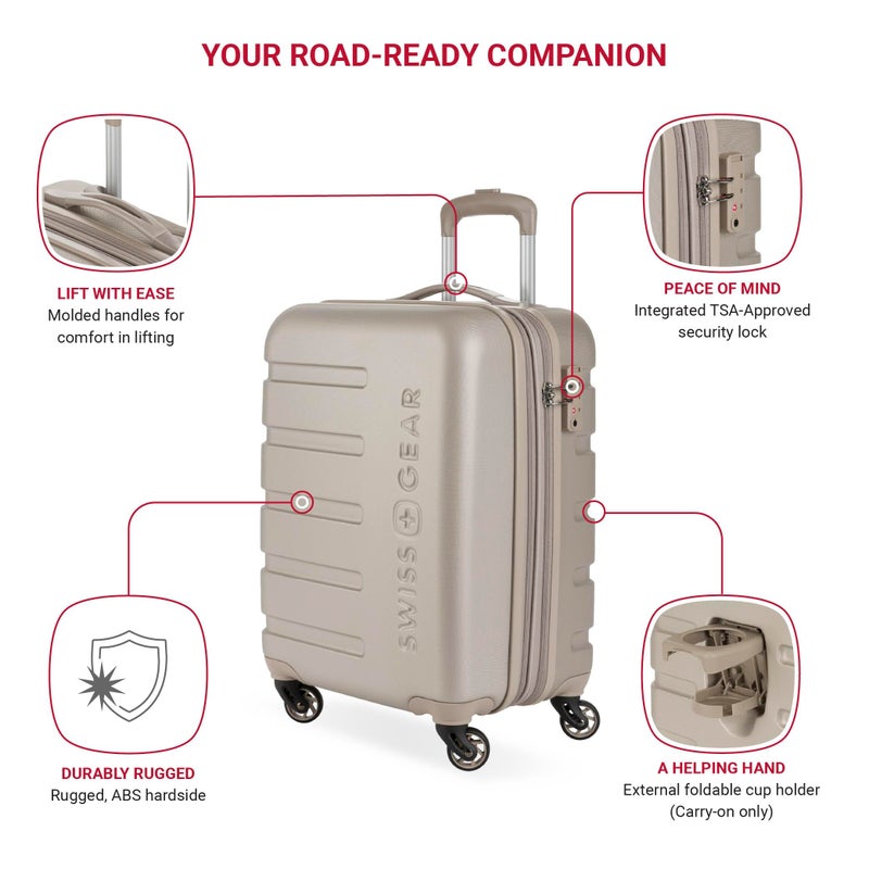 SwissGear 7366 Signature Hardside Expandable Luggage with Spinner Wheels, TSA Lock, Cup-Holder, Sand, Carry-On 19-Inch - Image 3