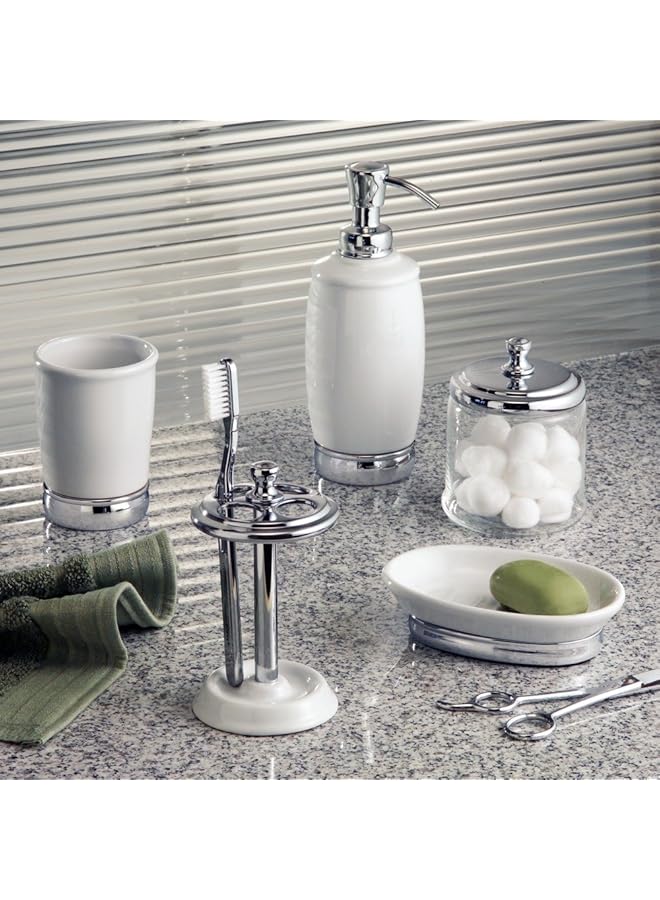 إنترديزاين وعاء زجاجي من York Bathroom Vanity لتخزين كرات القطن ومسحات مستحضرات التجميل وغطاء شفاف مصقول صغير - Image 2