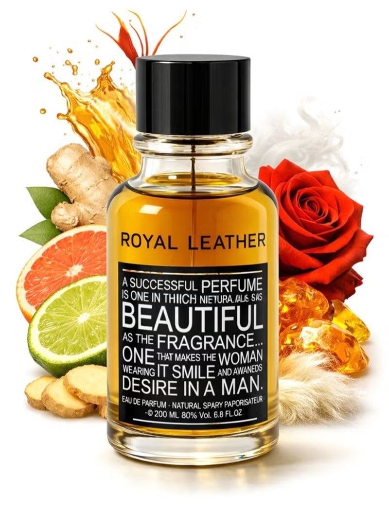 Linea De Bella Royal Leather Oud Eau de Parfum 200ml – Long Lasting Luxury Men’s Perfume with Woody Leather Notes, Rich Amber & Deep Oriental Warmth - Image 1