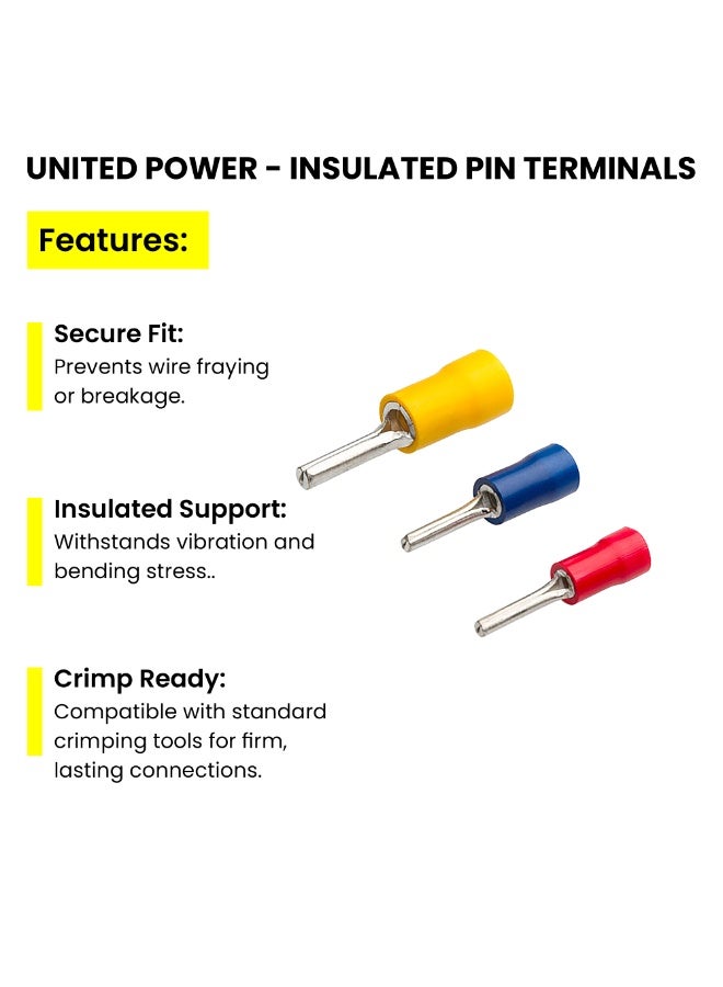 يونايتد باور أطراف دبوسية - موصلات سلكية معزولة لتوصيلات كهربائية آمنة - هيكل نحاسي متين - أحجام مختلفة للضغط - Image 3