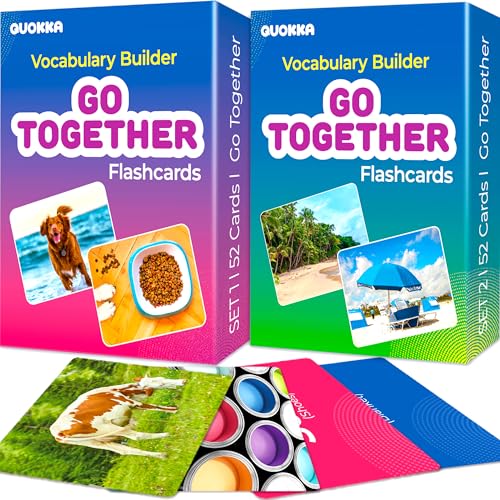 QUOKKA 104 Vocabulary Flash Cards Go Together with Realistic Images for PreK and Kindergarten Perfect for Teachers Parents and Speech Development Activities Vocabulary Builder for Kids Adults - Image 1