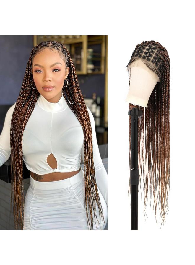 Bluejw New African Braid Wig Women Straight Hair Chemical Fiber Full Lace Braid Headgear Lace Braid Wig - Image 2