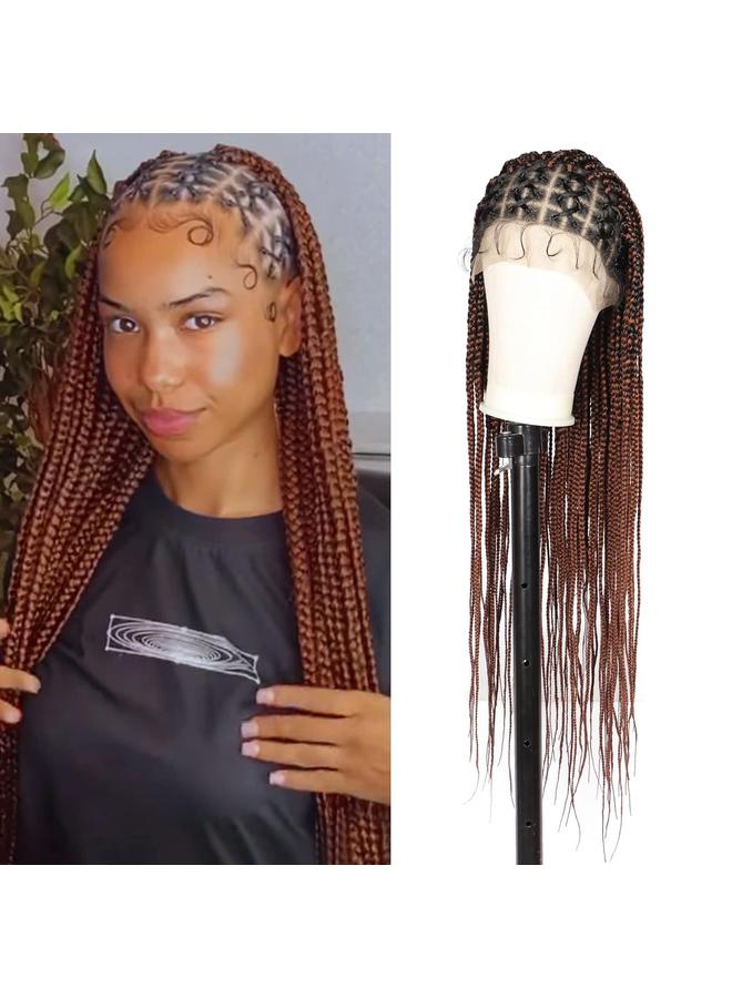 Bluejw New African Braid Wig Women Straight Hair Chemical Fiber Full Lace Braid Headgear Lace Braid Wig - Image 4