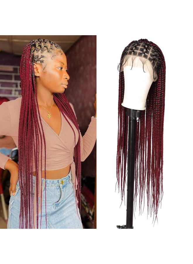 Bluejw New African Braid Wig Women Straight Hair Chemical Fiber Full Lace Braid Headgear Lace Braid Wig - Image 5