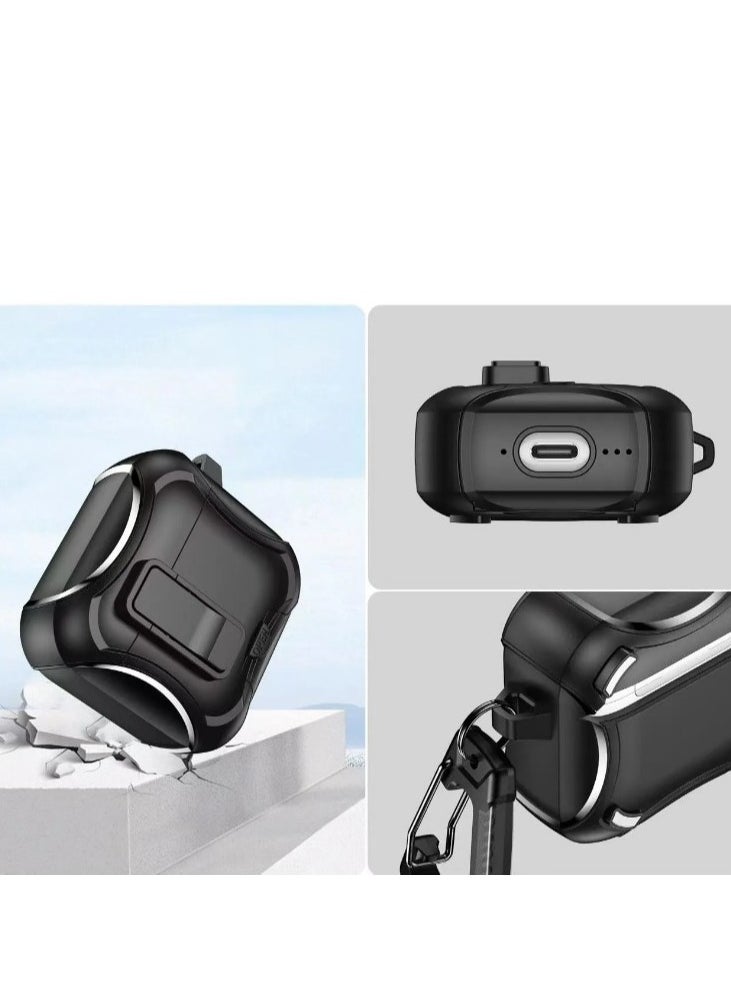 Compatible with AirPods 4nd/4ANC Case with Phone Stand,Full Drop Protection Automatic Snap Switch Design with Cleaner Kit for iPod Pro Charging-Green