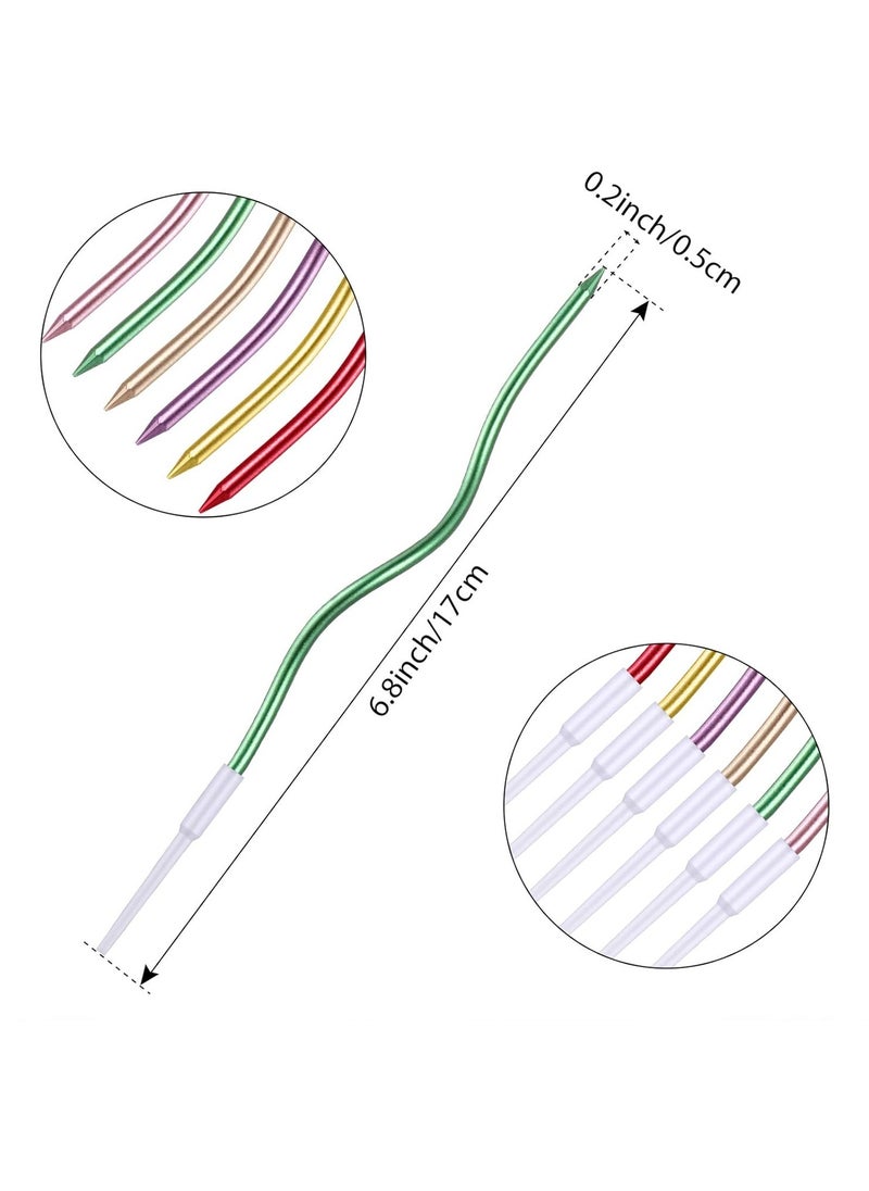 Generic - 12 Twisted Birthday Candles Spiral Cake Candles Metallic Cupcake Cake Candles Thin Long Cake Candles with Holders (Assorted Metallic Colours) - Image 1