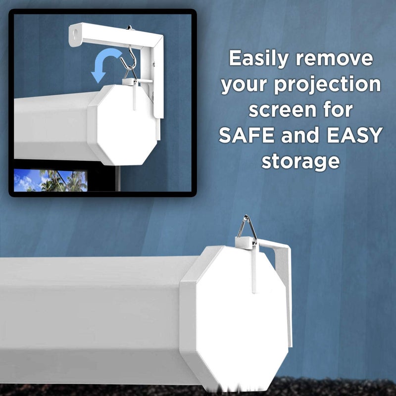 Mount-It! Projector Screen Wall Mount L-Brackets - Wall Hanging Bracket For Home Projector and Movie Screens, 6 inch Adjustable Mounting Hooks for Projection Screen, 1 Pair, White, 66 Lb Capacity Each - Image 3