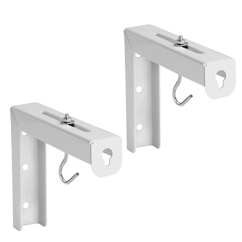 Mount-It! Projector Screen Wall Mount L-Brackets - Wall Hanging Bracket For Home Projector and Movie Screens, 6 inch Adjustable Mounting Hooks for Projection Screen, 1 Pair, White, 66 Lb Capacity Each - Image 1