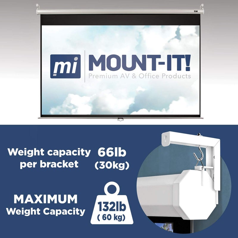 Mount-It! Projector Screen Wall Mount L-Brackets - Wall Hanging Bracket For Home Projector and Movie Screens, 6 inch Adjustable Mounting Hooks for Projection Screen, 1 Pair, White, 66 Lb Capacity Each - Image 4