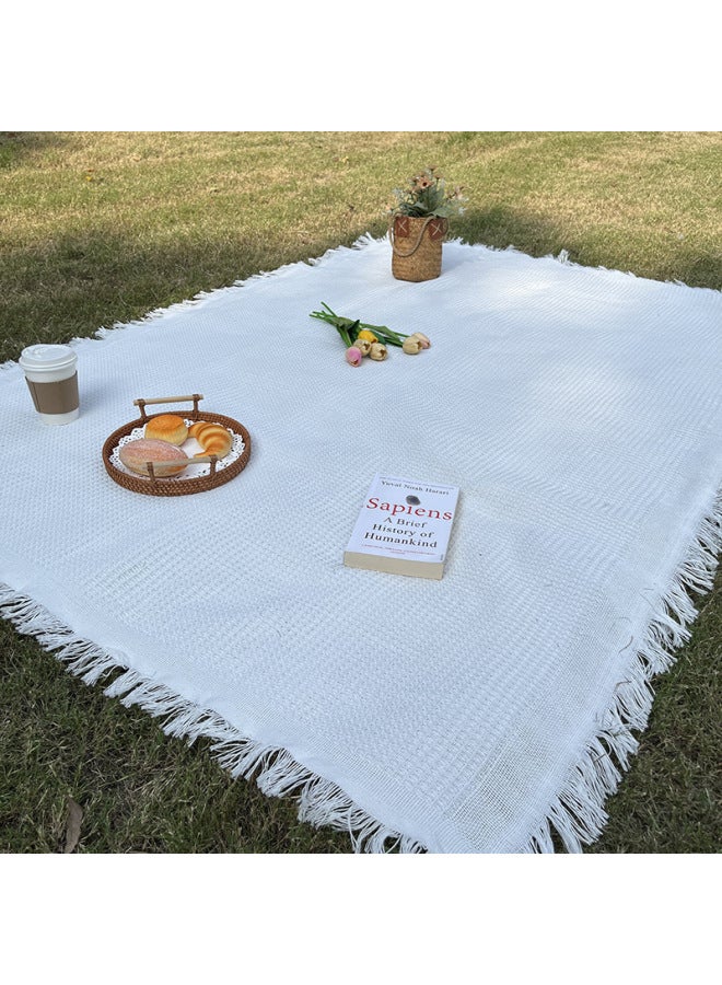 Cotton Yarn Woven Picnic Mat, Waterproof Moisture-Proof Outdoor Camping Tent Floor Blanket