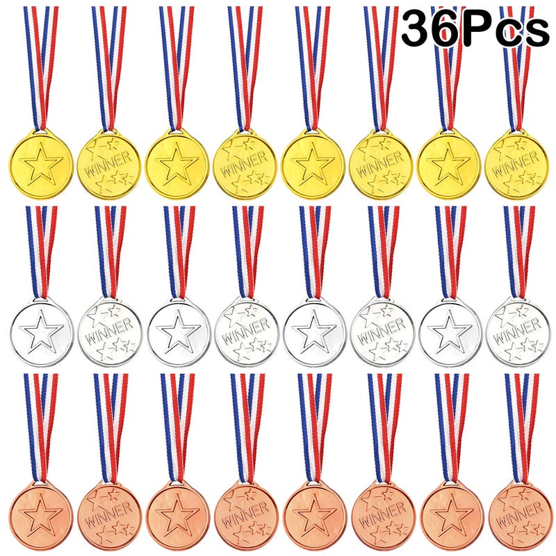 FEPITO 36 Pieces Winner Medals for Children Plastic for Party Decorations and Sports Awards - Image 2