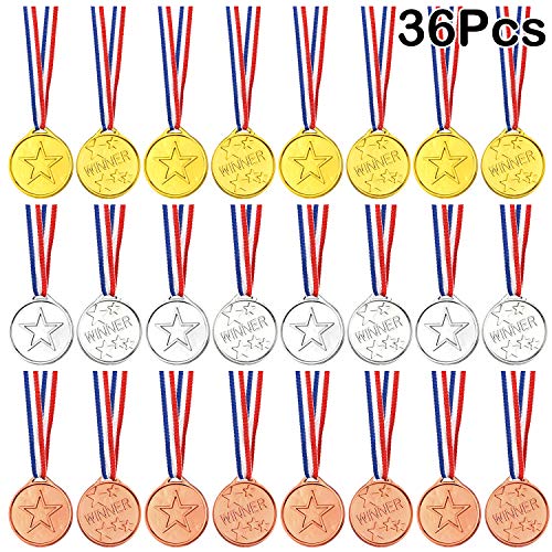 FEPITO 36 Pieces Winner Medals for Children Plastic for Party Decorations and Sports Awards - Image 1