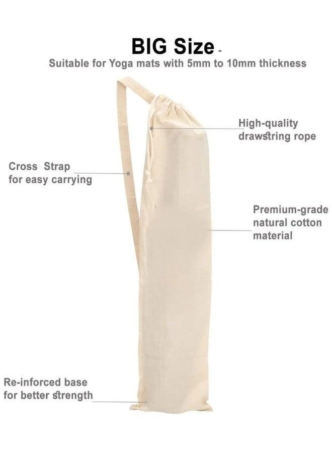 Mayatra's Organic Cotton Yoga Mat Bag Large Size Lightweight Washable Dust Tote Cover with Adjustable Strap Unisex Plain Carry Case for Exercise Pilates Gym Travel Storage - Image 2