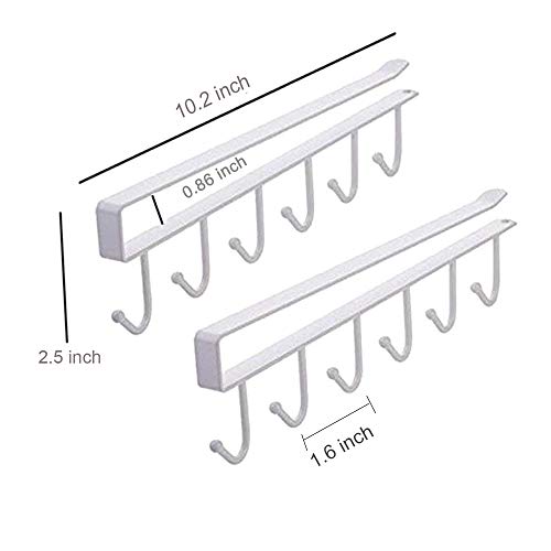 EigPluy 2pcs Under Shelf Mug Rack - Free Drilling Coffee Cups Holder, Key Ties Belts & Scarf Hanging Hooks - Fits Cabinet 0.8" or Less - Image 4