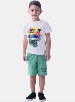 Keep Up The Good Vibes Graphic T-Shirt & Shorts Set by Styli