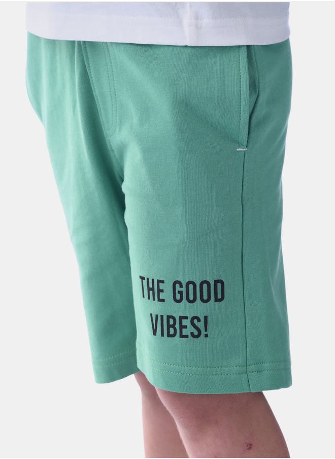 URBASY - Keep Up The Good Vibes Graphic T-Shirt & Shorts Set by Styli - Image 1