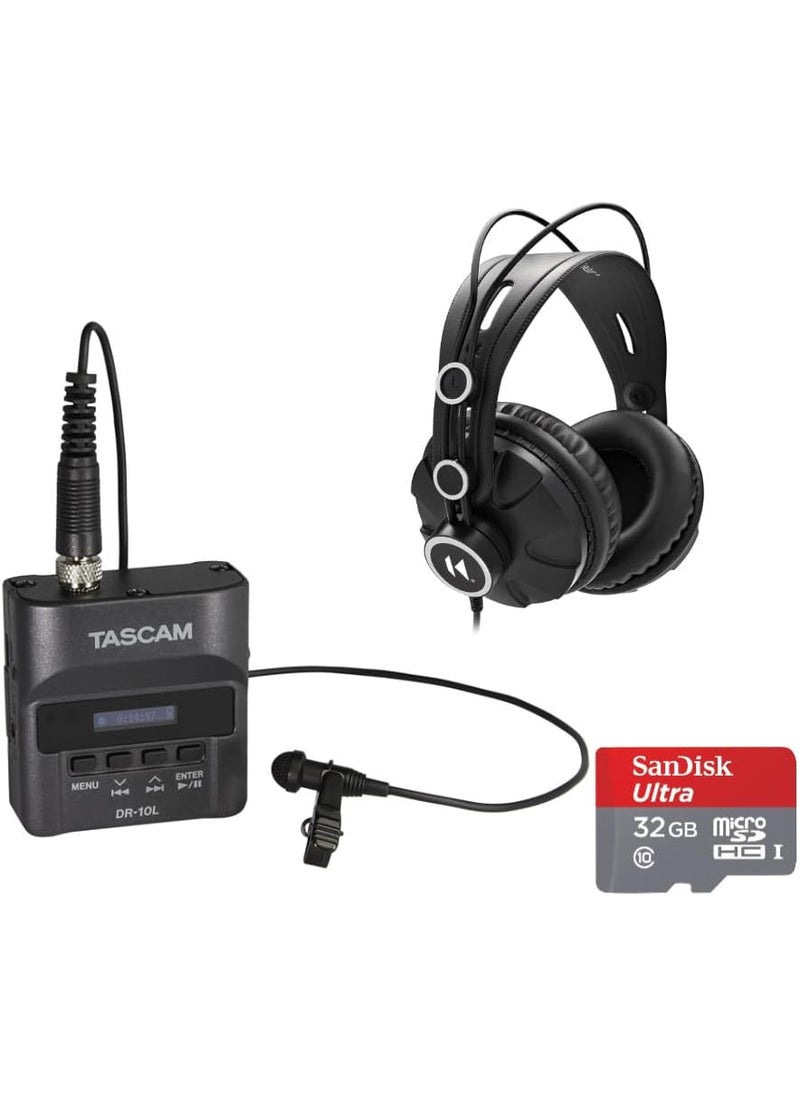 TASCAM Tascam DR10L Digital Recorder with Tascam TH03 Headphones and 32GB SD Card Black  - Image 1