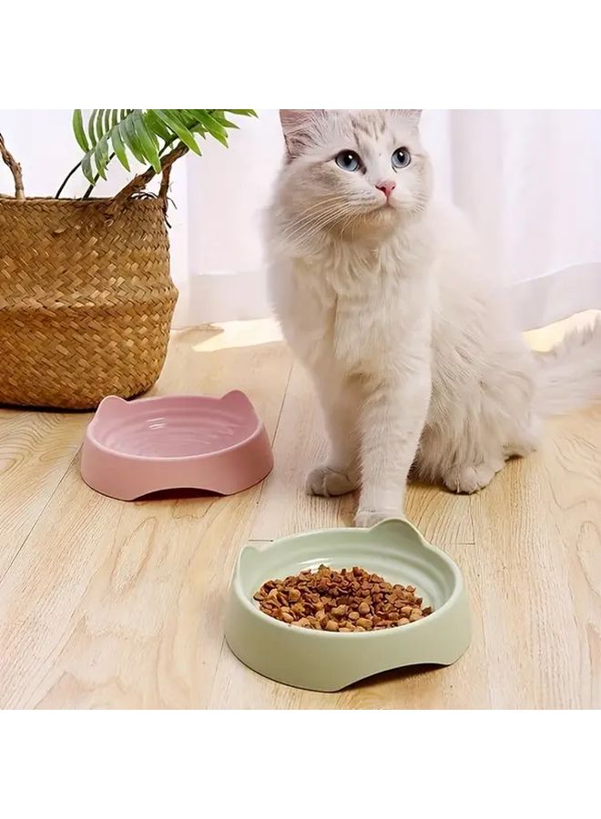 Pink Small Cat Ear Shaped Bowl Spill Resistant Pet Food Water Dish - Image 1