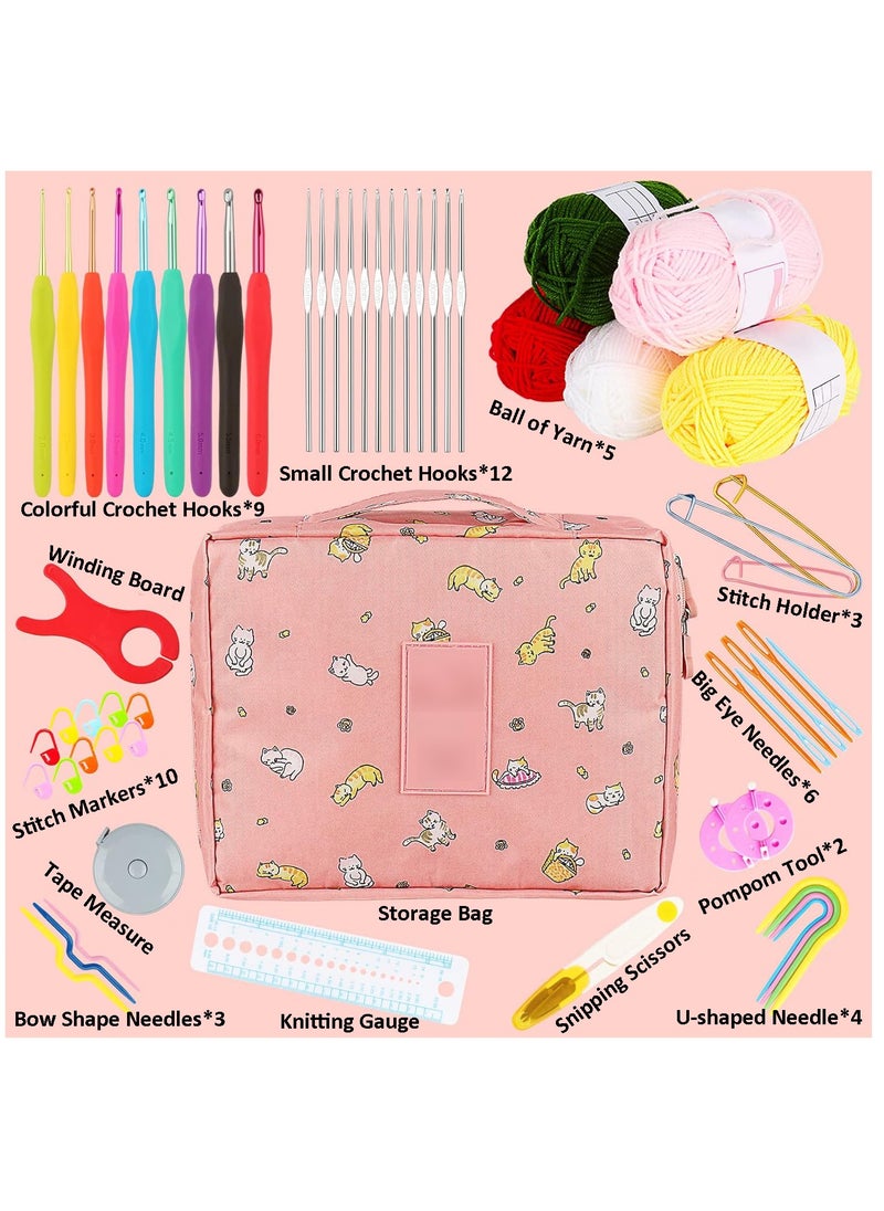 Relex - Crochet Kit for Beginners Adults, Crochet Kits Include Yarn, 59pcs Crochet Starter Kit for Beginners Kids, Ergonomic Crochet Hooks 2.0-6.0 mm, Lace Steel Needles 0.6-1.9 mm - Image 1