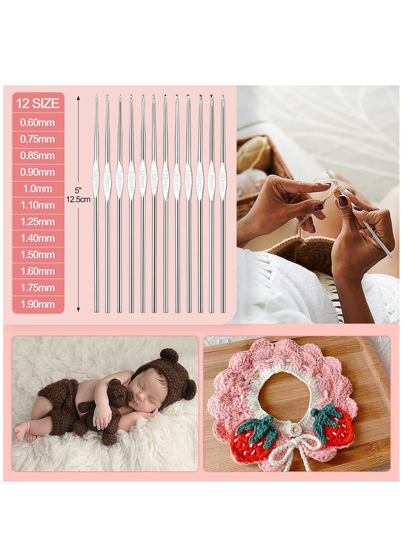 Relex - Crochet Kit for Beginners Adults, Crochet Kits Include Yarn, 59pcs Crochet Starter Kit for Beginners Kids, Ergonomic Crochet Hooks 2.0-6.0 mm, Lace Steel Needles 0.6-1.9 mm - Image 1