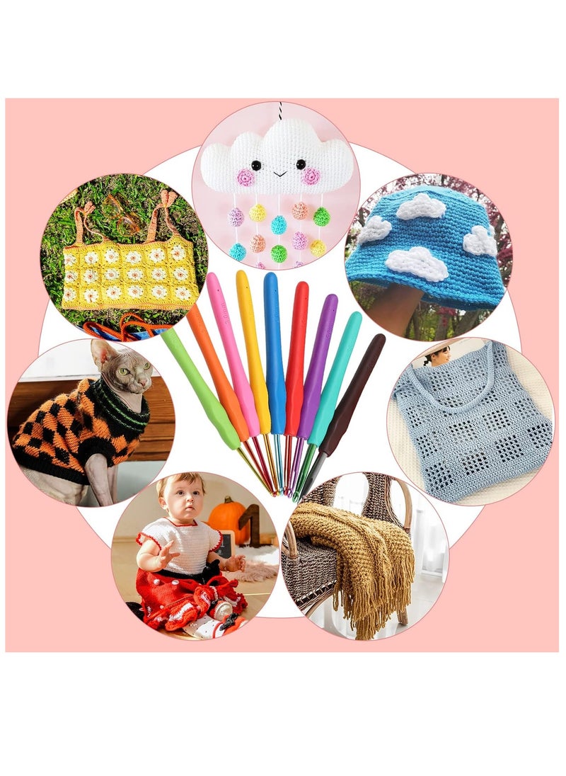 Relex - Crochet Kit for Beginners Adults, Crochet Kits Include Yarn, 59pcs Crochet Starter Kit for Beginners Kids, Ergonomic Crochet Hooks 2.0-6.0 mm, Lace Steel Needles 0.6-1.9 mm - Image 1