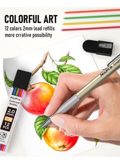 Nicpro 5 Pcs Metal Mechanical Pencil Set In Case Artist Drafting Pencils 0.3 0.5 0.7 0.9 & 2Mm Graphite Lead Holders (2H Hb 2B 4B Colored Lead) For Sketching Drawing With 9 Lead Refills 2 Erasers  - Image 5