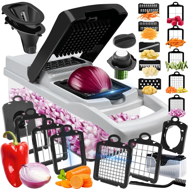 ECLENYES Vegetable Chopper 10 Blades Slicer Onion Dicer Multi 23in1 Veggie Mandoline Food Cutter for Tomato Fruit Vegetable cutter with Hand Protector Egg Separator Slicer ContainerBlack - Image 2