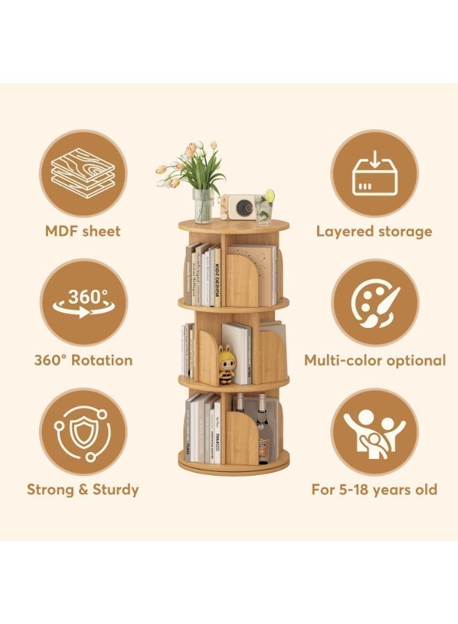 SHEIDLIN 360° Rotating Bookshelf, Large Capacity Bookcase with Anti-Fall Baffles, Space-Saving Corner Storage Rack, Suitable for Bedroom, Living Room, Study Room, and Office - Image 4
