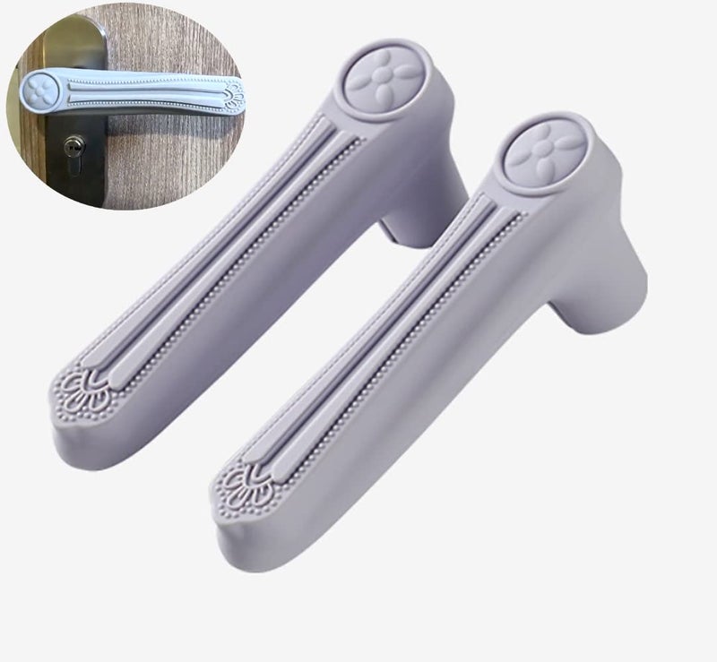 MIKMAYTOO Door Levers Handle Cover 2 PCS AntiCollision Anti Static Electricity Door Handle Silicone Protective Cover for Children protectoin Grey