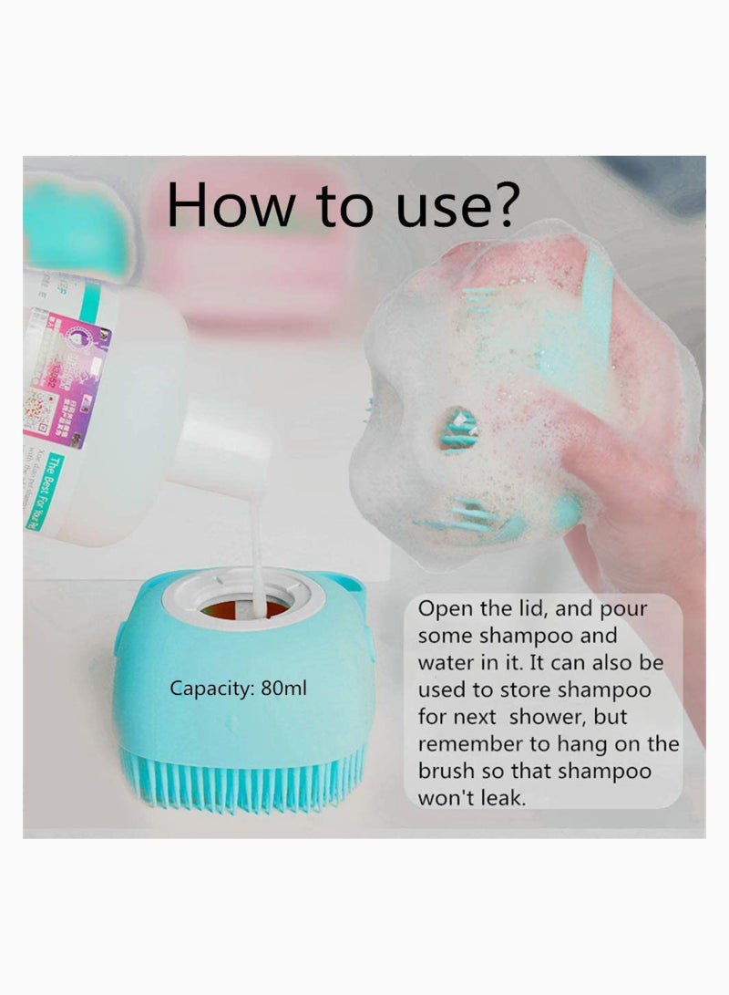 Zikra Pet Brush Dog Bath Brush, Pet Massage Brush Shampoo Dispenser, Soft Silicone Brush Rubber Bristle for Dogs and Cats Shower Grooming, for Long Short Haired Dogs and Cats Pet Bath Brush - Image 2