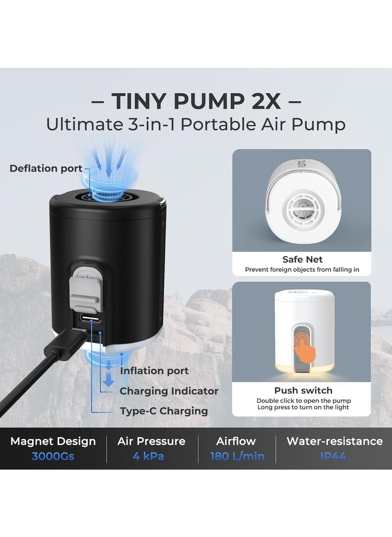 FLEXTAIL Portable Air Pump with Camping Lantern Tiny Pump 2X 4kPa Air Pump for Inflatables Rechargeable Air Mattress Pump with Magnetic Design for Sleeping Pads, Pool Floats, Swimming Rings Orange  - Image 5