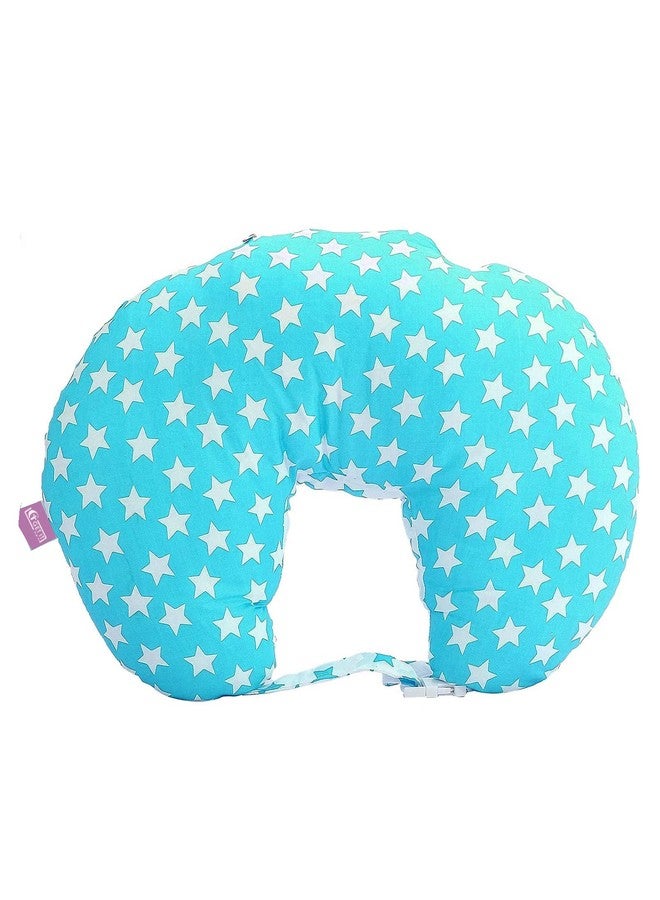 GET IT Cotton 5-in-1 Feeding Pillow with Detachable Cover | New Born Portable Breast Feeding Pillow for Baby | Infant Support for Baby and Mom | Blue Star - Image 4