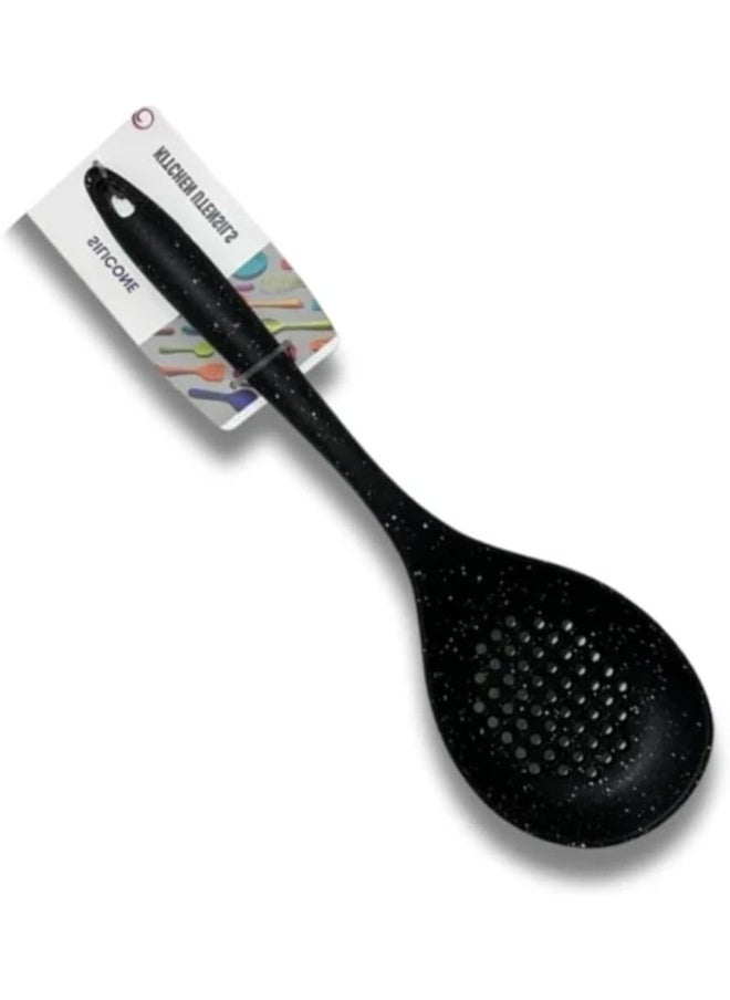 Generic Silicone Rice Spoon Granite Shaped, Heat Resistant & Non-Stick Utensil, Spoon for Rice Kitchen Utensils Cooking Ladle, Great for Canning-Black  - Image 1