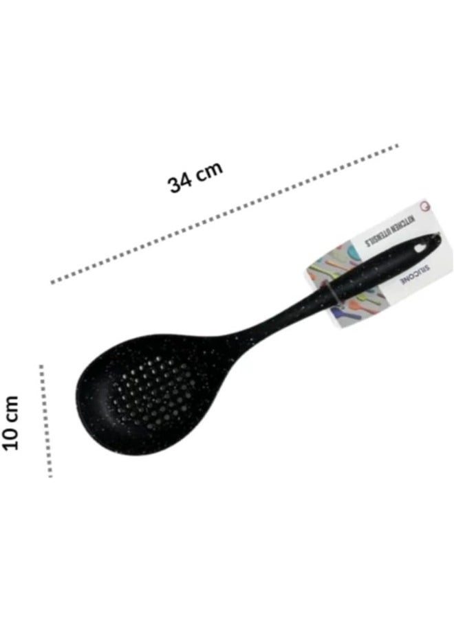 Generic Silicone Rice Spoon Granite Shaped, Heat Resistant & Non-Stick Utensil, Spoon for Rice Kitchen Utensils Cooking Ladle, Great for Canning-Black  - Image 2