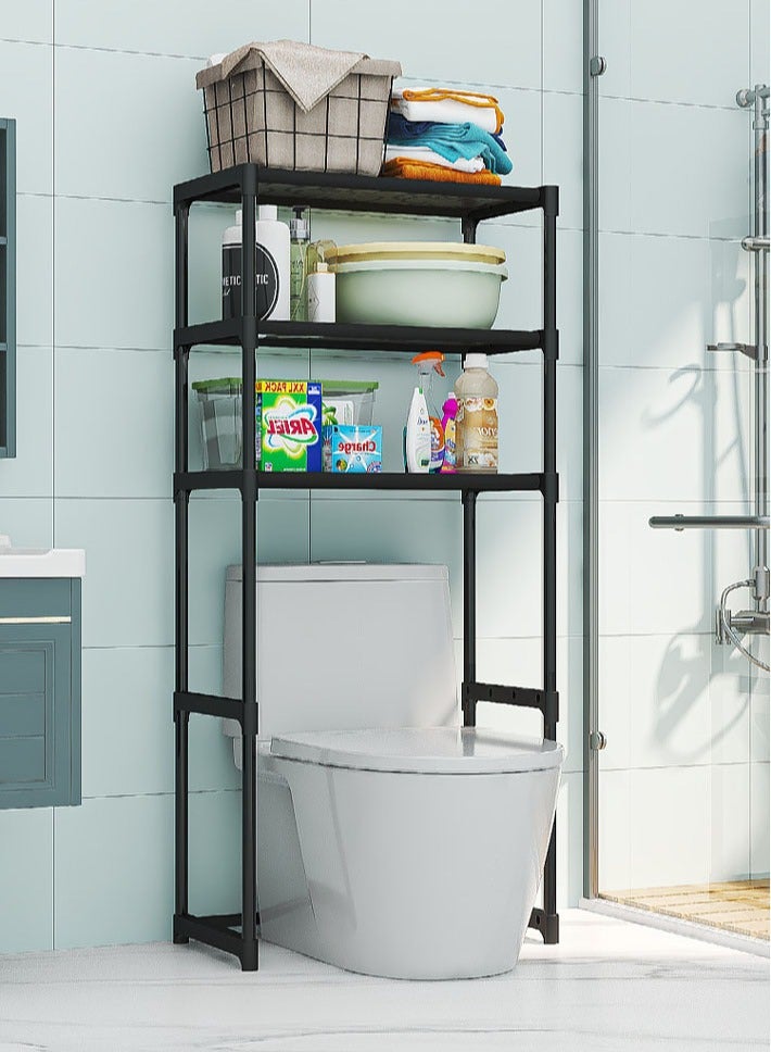 ديدا كوسموس رف تخزين مناشف مكون من 3 طبقات فوق المرحاض، موفر للمساحة في الحمام، أسود - Image 5