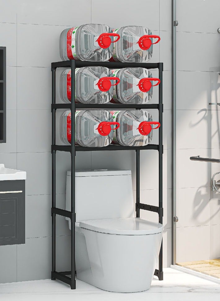 ديدا كوسموس رف تخزين مناشف مكون من 3 طبقات فوق المرحاض، موفر للمساحة في الحمام، أسود - Image 3