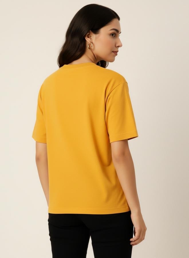 PAUSE Women Mustard Yellow Paris Graphic T-Shirt - Image 3