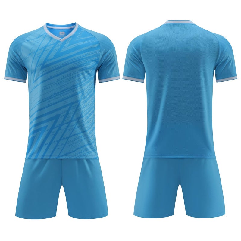 Generic Soccer Clothes Set Mens Printed and Printed Football Sports Clothing for Primary School Students Childrens Training Clothes Short Sleeve Soccer Clothes Team Clothes Blue 