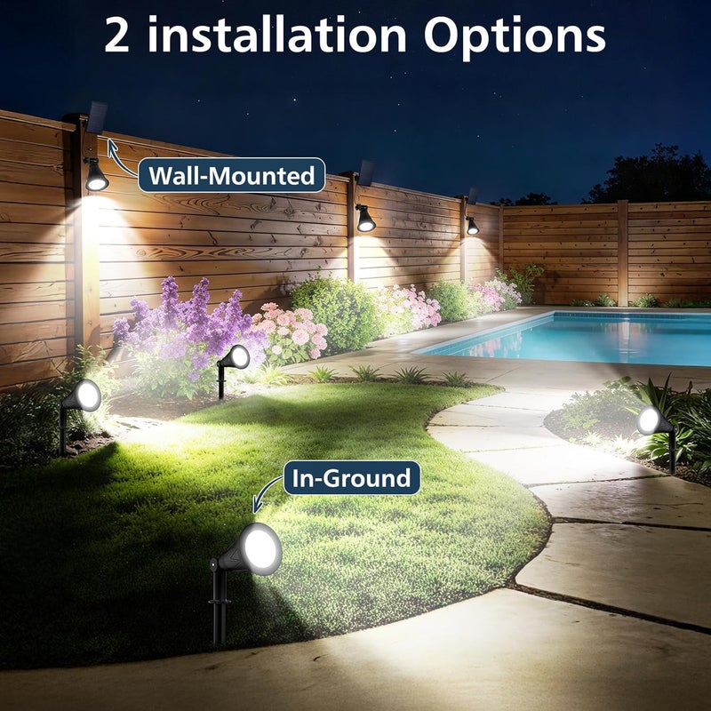 T-SUNUS Christmas Solar Powered LED Spot Light White 6000K, Separated Panel with 9.8ft Cable IP65 Waterproof Spotlights Outdoor Landscape Garden Lights for Flag Patio Yard Driveway Halloween 2 Pack - Image 5