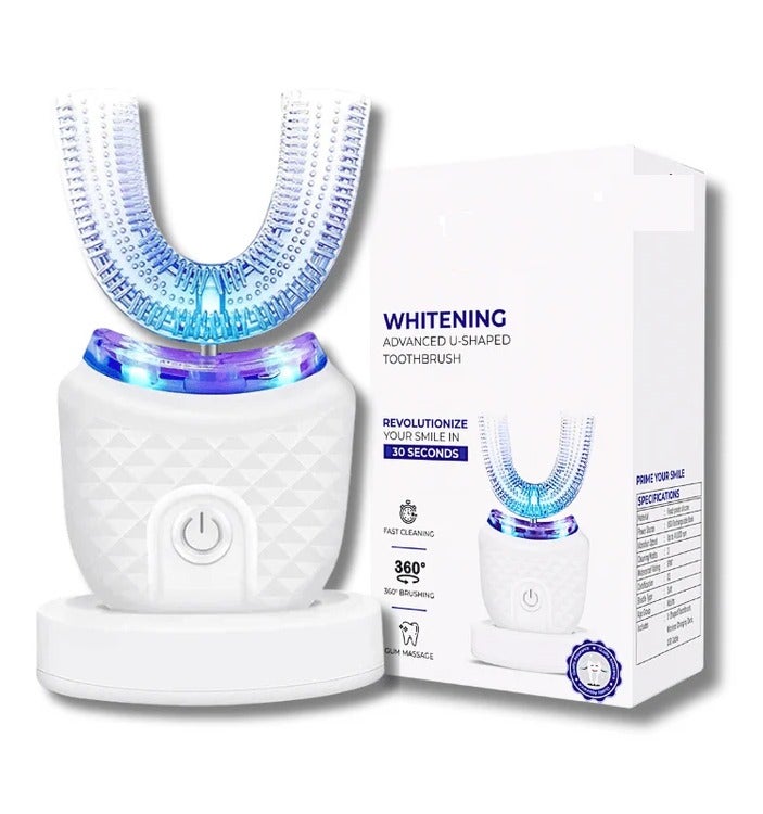 YoYoTech Rechargeable  U-Shaped Electric Toothbrush for Adults – 360° Whole Mouth Cleaning, Whitening LED,4 Brushing Modes Ultrasonic (Strong, Comfortable, Massage, Whitening), Wireless Fast Charging,