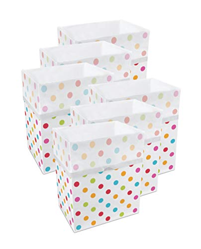 Clean Cubes 13 Gallon Disposable Trash Cans 6Pack with Fitted Trash Bags  Reusable Garbage and Recycling Bins for Parties Events and More Polka Dot  17 Height x 135 Width x 10 Depth