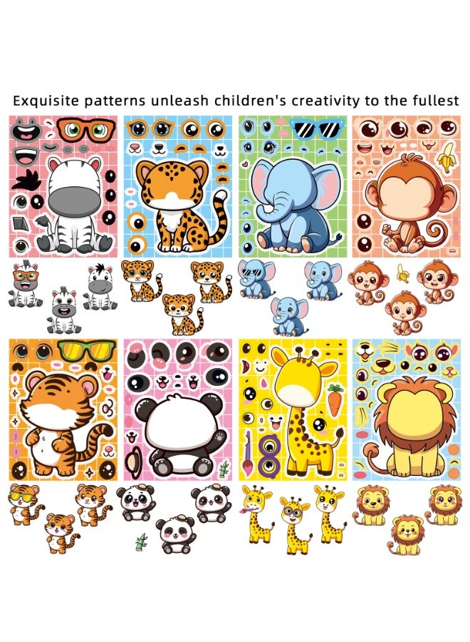 NIBEMINENT 8 Pcs Cartoon Animals Deco Kit Waterproof Stickers, High Definition Printing Bright Colors, Suitable for Laptop Skateboard Luggage Water Bottle Guitar DIY - Image 2