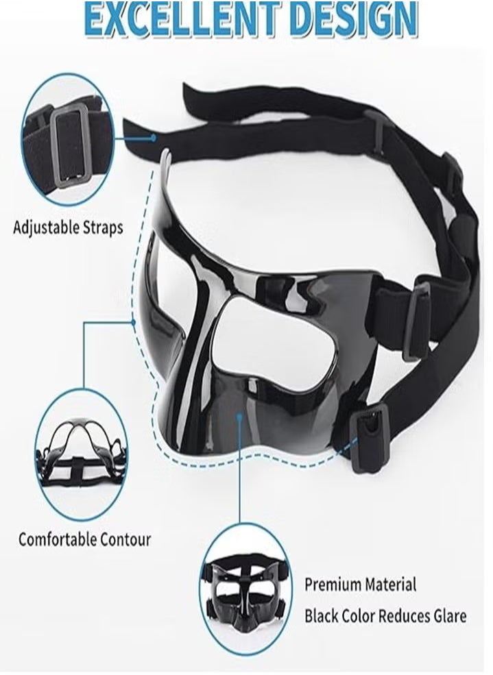 Generic - Face Shield Masks for Soccer and basketball Sports, Adjustable for Adults and Teenagers, Suitable for Men and Women （black） - Image 1