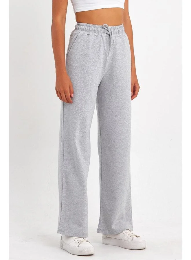 Mmetalic  Women's Seasonal Loose-Fit Wide-Leg Grey Sweatpants with Side Pockets for Women | Best Price UAE